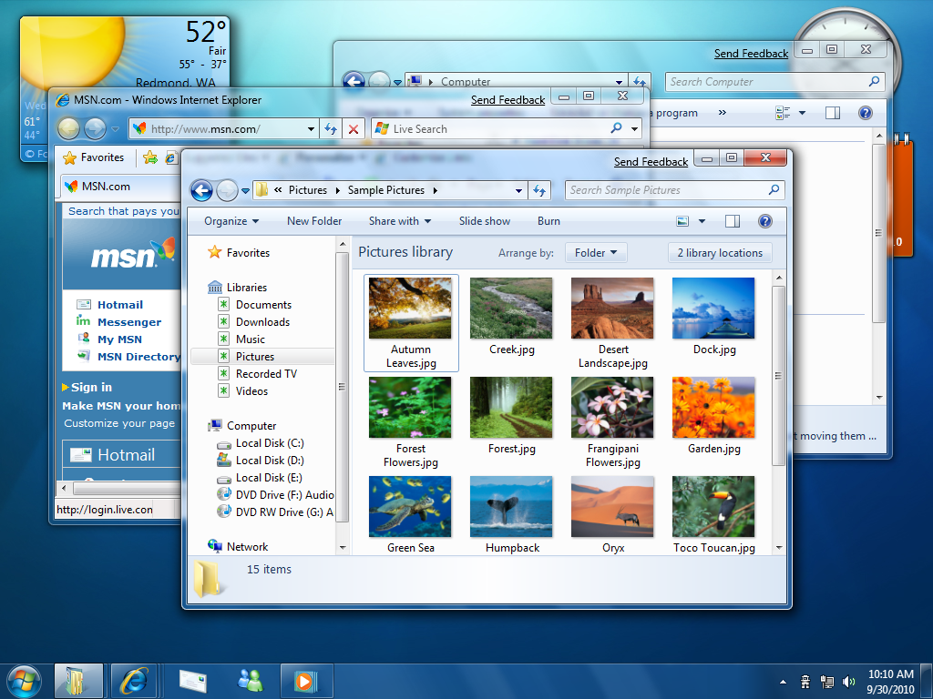 Windows 7 interface