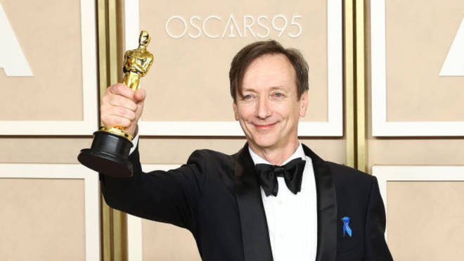 Volker Bertelmann accepts the Oscar for Best Original Score for "All Quiet on the Western Front" during the Oscars show at the 95th Academy Awards in Hollywood, Los Angeles, California, U.S., March 12, 2023.  Picture: Getty